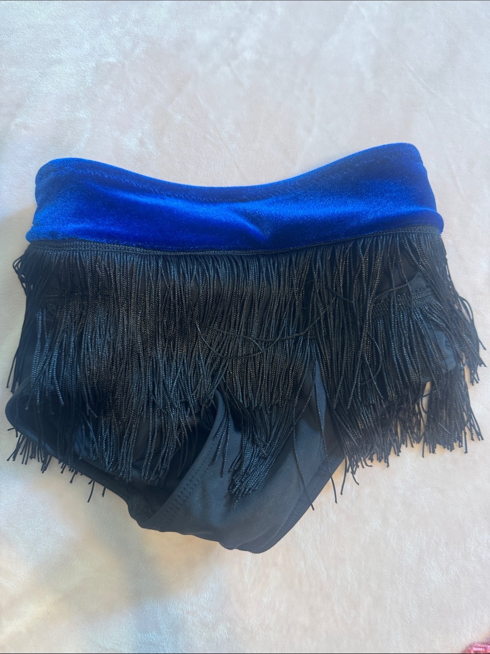 Girls CM Black Brief Tiger Friday with Royal Blue Velvet band & Fringe added